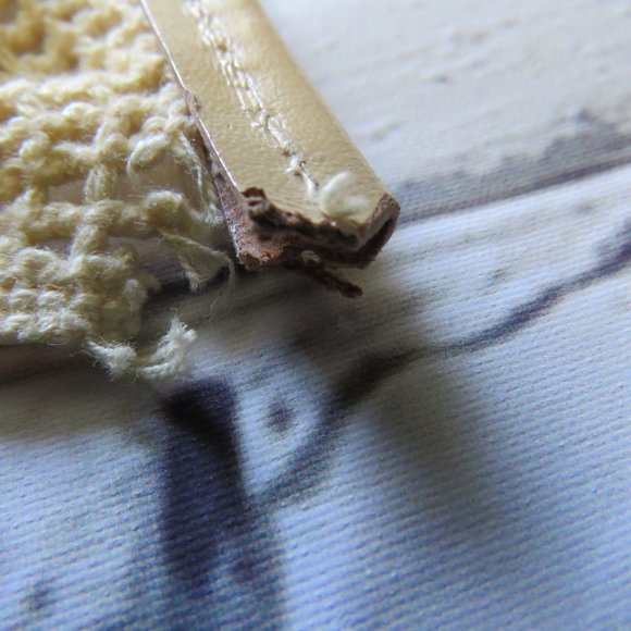 Vintage 1980s Wide Cream Macrame Belt With Faux Wood Square Belt Buckle - Picture 7 of 8